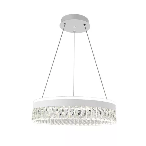 Függesztett gyűrűs kristály csillár lámpa 90W Ø50cm, CCT, Fehér