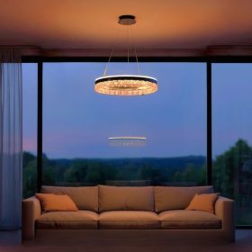   Függesztett elegáns gyűrűs kristály csillár 80W Ø50cm, CCT, Fekete