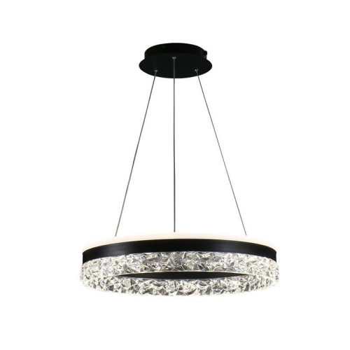 Függesztett elegáns gyűrűs kristály csillár 80W Ø50cm, CCT, Fekete