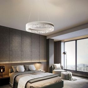   Függesztett elegáns gyűrűs kristály csillár 80W Ø50cm, CCT, Fehér