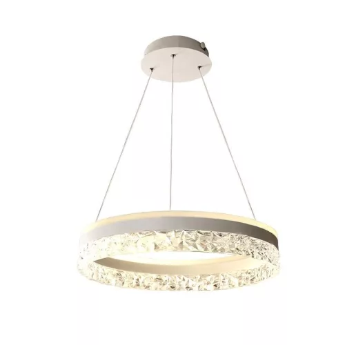 Függesztett elegáns gyűrűs kristály csillár 80W Ø50cm, CCT, Fehér