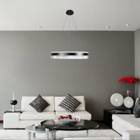   Függesztett Luxus kristály csillár 80W Ø50cm, CCT, Fekete