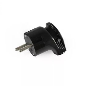 Videx fekete L-alakú (pipa) földelt dugvilla oldalsó kábelkivezetéssel