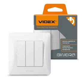  Videx Binera süllyesztett hármas csillár kapcsoló 3 év garanciával Fehér