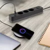 Oncord Professzionális 3-as Hosszabbító Kapcsolóval 2xUSB-A és 1xUSB-C Csatlakozóval 3 Méter Kábel Fekete 230V Max. 3680W 16A IP20 – Videx