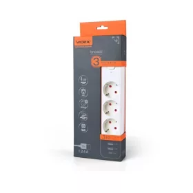   Oncord Professzionális 3-as Hosszabbító Kapcsolóval 2xUSB-A és 1xUSB-C Csatlakozóval 3 Méter Kábel 230V Max. 3680W 16A IP20 – Videx