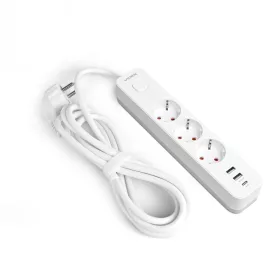   Oncord Professzionális 3-as Hosszabbító Kapcsolóval 2xUSB-A és 1xUSB-C Csatlakozóval 3 Méter Kábel 230V Max. 3680W 16A IP20 – Videx