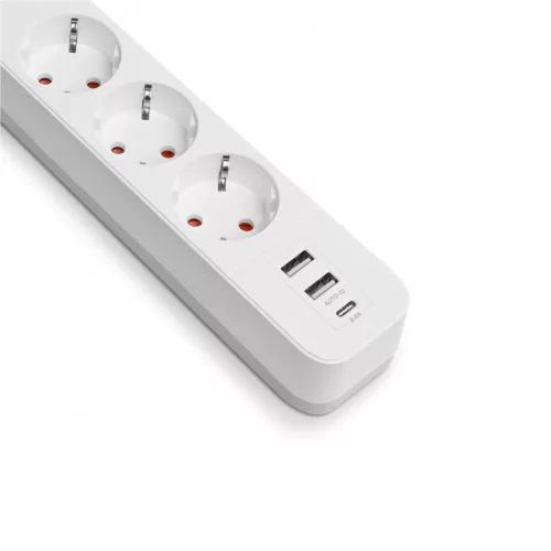 Oncord Professzionális 3-as Hosszabbító Kapcsolóval 2xUSB-A és 1xUSB-C Csatlakozóval 3 Méter Kábel 230V Max. 3680W 16A IP20 – Videx