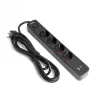 Oncord Professzionális 4-es Hosszabbító Kapcsolóval USB-A és USB-C Csatlakozóval 3 Méter Kábel Fekete 230V Max. 3680W 16A IP20 – Videx