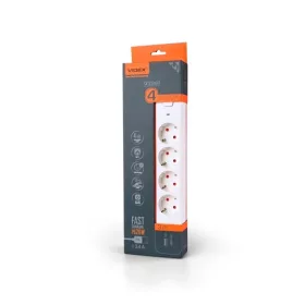   Oncord Professzionális 4-es Hosszabbító Kapcsolóval USB-A és USB-C Csatlakozóval 3 Méter Kábel 230V Max. 3680W 16A IP20 – Videx