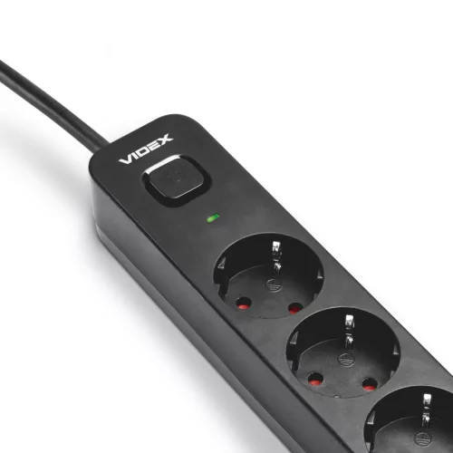 Oncord Professzionális 5-ös Hosszabbító Kapcsolóval 3 Méter Kábel Fekete 230V Max. 3680W 16A IP20 – Videx