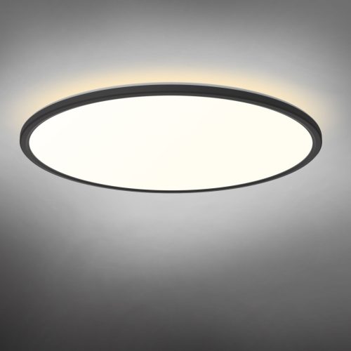 Videx IP54 vízálló, kerek CCT LED mennyezeti lámpa, fekete, 4800lm fényerővel, 50cm átmérővel