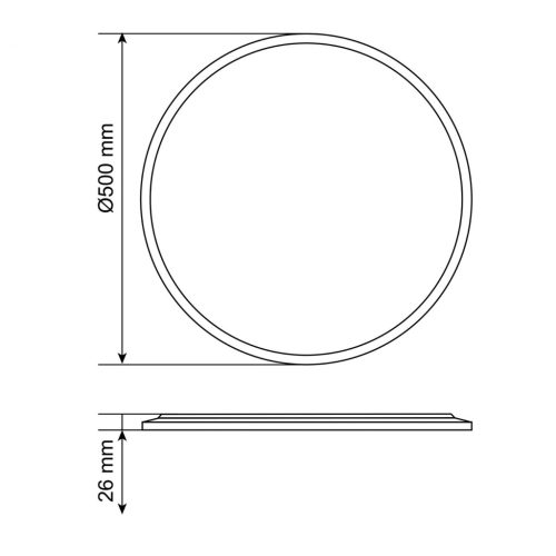 Videx IP54 vízálló, kerek CCT LED mennyezeti lámpa, fekete, 4800lm fényerővel, 50cm átmérővel