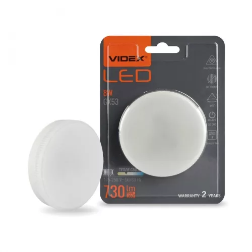 GX53 foglalatú fényforrás 8W 730lm meleg fehér-Videx