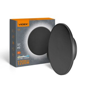 Videx modern fekete kerek LED lámpa falra kürtérre és beltérre, 12W teljesítménnyel és IP65 vízállósággal