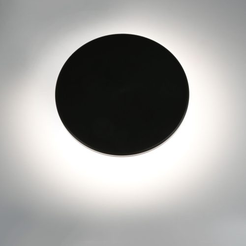 Videx modern fekete kerek LED lámpa falra kürtérre és beltérre, 12W teljesítménnyel és IP65 vízállósággal