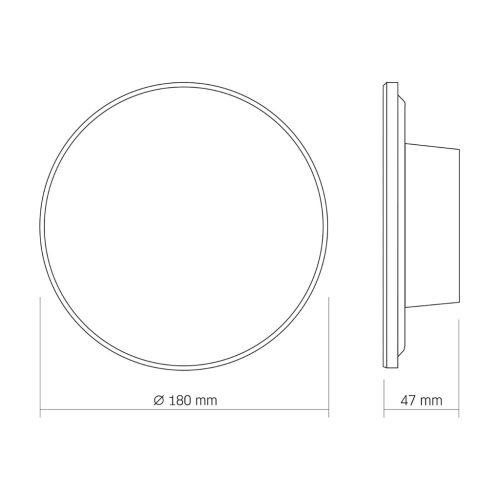 Videx modern fekete kerek LED lámpa falra kürtérre és beltérre, 12W teljesítménnyel és IP65 vízállósággal