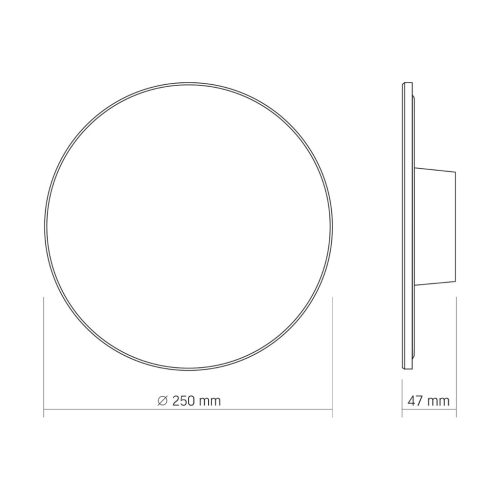 Videx modern fekete kerek LED fali lámpa 25cm, falra kürtérre és beltérre, 18W teljesítménnyel és IP65 vízállósággal