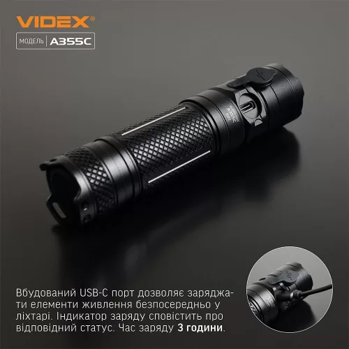 VIDEX LED zseblámpa akkumulátorral 4500lm 5000K