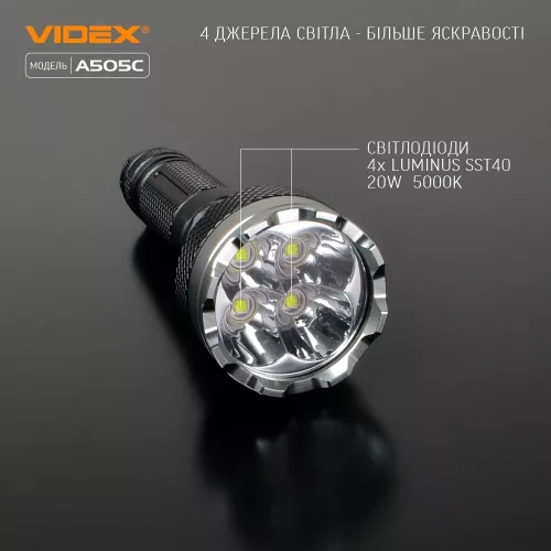 VIDEX LED zseblámpa akkumulátorral 5100lm 5000K
