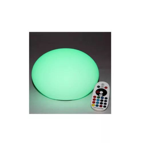 Világító kerti dekoráció, ovális gömb, RGB, akkumulátorral, távirányítóval, 20cm