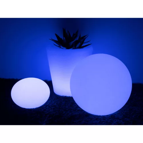 Világító kerti dekoráció, ovális gömb, RGB, akkumulátorral, távirányítóval, 20cm