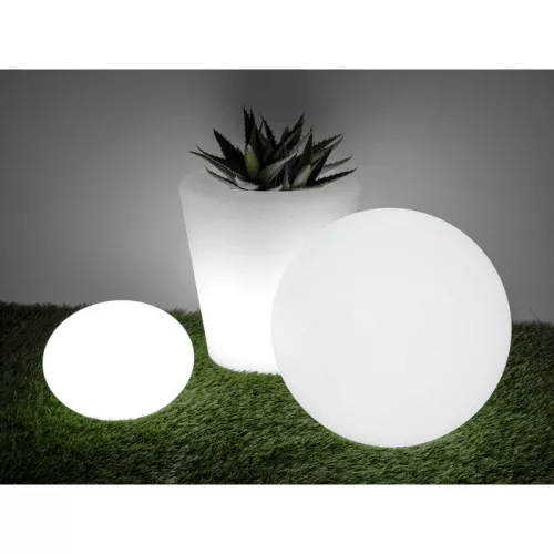 Világító kerti dekoráció, ovális gömb, RGB, akkumulátorral, távirányítóval, 20cm