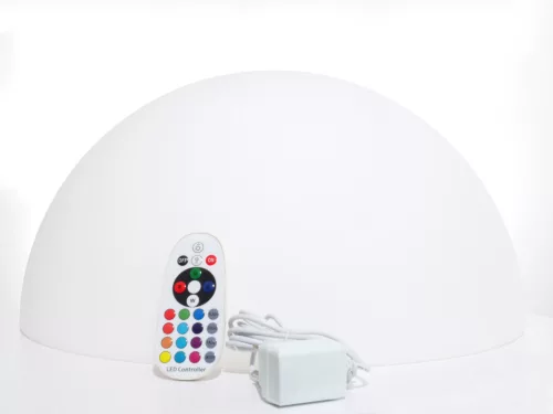 Félgömb világító kerti dekoráció, RGB, akkumulátorral, távirányítóval, 50cm