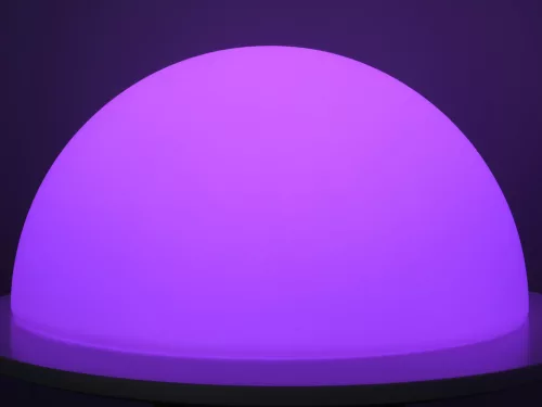 Félgömb világító kerti dekoráció, RGB, akkumulátorral, távirányítóval, 50cm