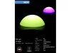 Félgömb világító kerti dekoráció, RGB, akkumulátorral, távirányítóval, 50cm