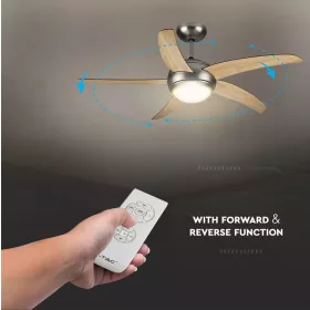 V-TAC ventilátoros mennyezeti lámpa – E27 – fa lapátos design – modern stílus