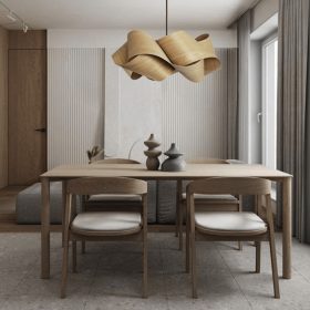   Skandináv stílusú design fa függesztett lámpa E27 foglalattal 62cm