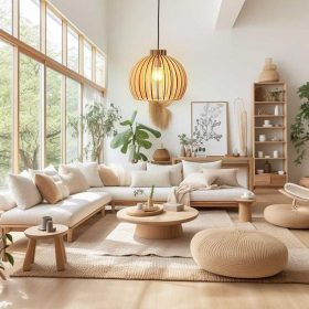   Skandináv stílusú tömör fa függeszték E27 foglalattal 45cm