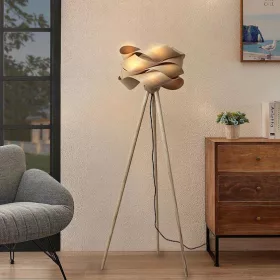 Tömör fa állólámpa dizájn burával E27 145cm