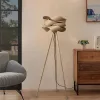 Tömör fa állólámpa dizájn burával E27 145cm