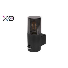   Homlokzati lámpa mozgásérzékelővel fekete plexivel, E27-es foglalattal fekete