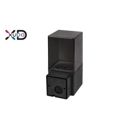 Homlokzati lámpa szögletes, mozgásérzékelővel, fekete plexivel, E27-es foglalattal fekete