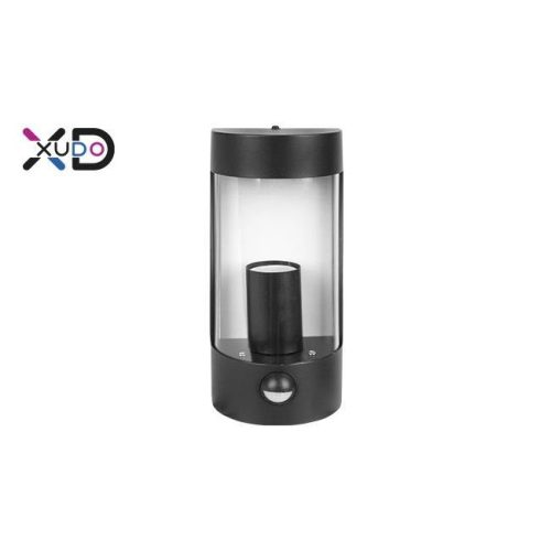 Kerti íves oldalfali lámpa mozgásérzékelővel E27-es foglalattal fekete