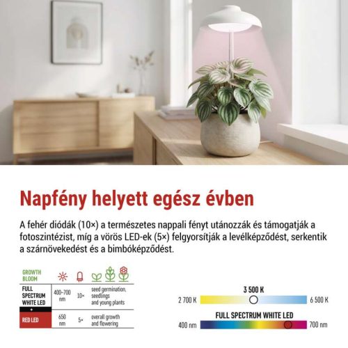 EMOS 39 LED-es teljes spektrumú burás növénynevelő lámpa időzítővel