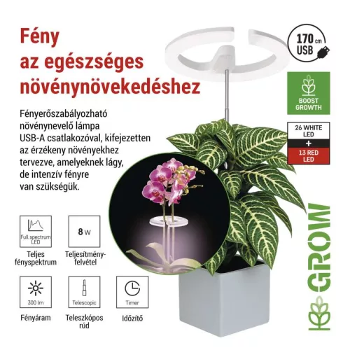 EMOS 39 LED-es teljes spektrumú növénynevelő lámpa időzítővel