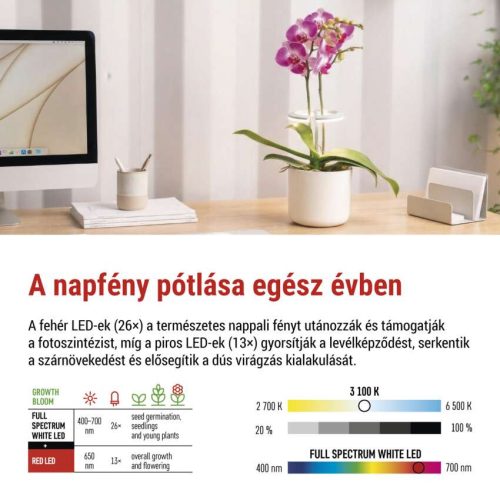 EMOS 39 LED-es teljes spektrumú növénynevelő lámpa időzítővel
