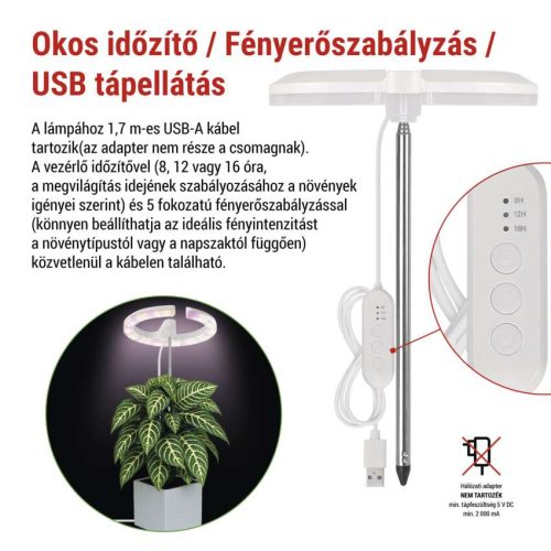 EMOS 39 LED-es teljes spektrumú növénynevelő lámpa időzítővel