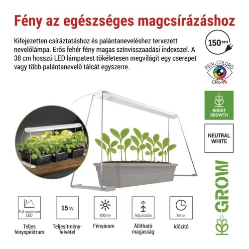 EMOS 28 LED-es teljes spektrumú állványos növénynevelő lámpa teleszkópos lábbal