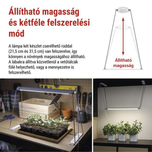EMOS 28 LED-es teljes spektrumú állványos növénynevelő lámpa teleszkópos lábbal