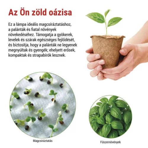 EMOS 28 LED-es teljes spektrumú állványos növénynevelő lámpa teleszkópos lábbal