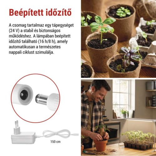 EMOS 28 LED-es teljes spektrumú állványos növénynevelő lámpa teleszkópos lábbal