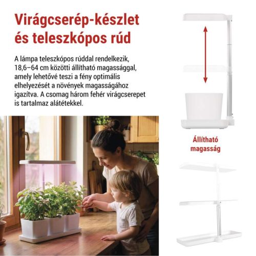 EMOS komplett növénynevelő szett 30 LED-es lámpával és 3 darab ültetőládával