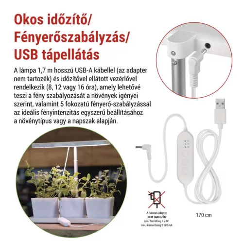 EMOS komplett növénynevelő szett 30 LED-es lámpával és 3 darab ültetőládával