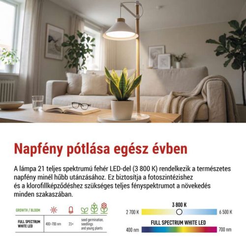 EMOS 21 LED-es elegáns dizájn növénynevelő lámpa beépített időzítővel