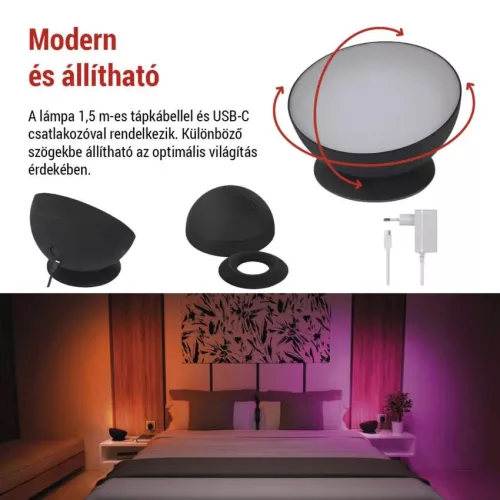 EMOS GoSmart WiFi okos LED hangulatlámpa, RGB színváltó és állítható fehér fénnyel, telefonos applikációval vezérelve